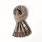 Solid Color Tassel Scarf, Hand Wash Only, Elegant Fringe Shawl for Women, Fashion Accessory NovaCart