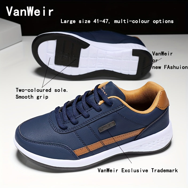 VanWeir Lightweight Men'S Shoes | Navy Blue/White, Lace-up sneakers with MD/TPR Sole, Breathable Fabric Lining for Outdoor, Hiking & Casual Wear NovaCart