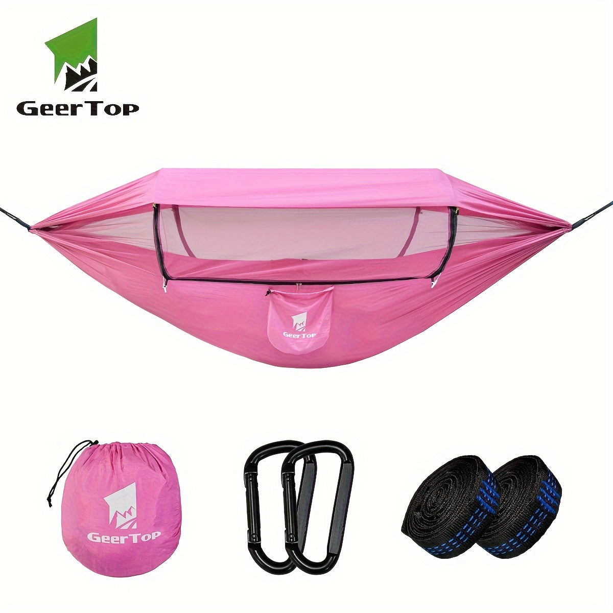 [3-in-1 Hammock] GEERTOP 3-in-1 Outdoor Hammock | Double Sleep Rest Camping Hammock with Mosquito Net Sun Shelter for Backpacking Travel Garden Park NovaCart