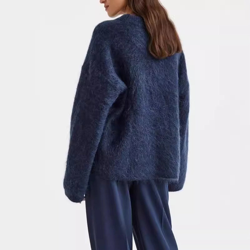 Loose Round Neck Pullover Sweater Fashion Long Sleeve Long Top For Women Clothing Grayceful LLC