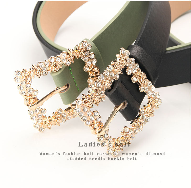 2023 Women'S Fashion Accessory, Elegant Alloy Rhinestone Pin Buckle Belt, Versatile Dress Decorative Accessory, Casual & Sporty Style, Hand Washable - Ideal for Weekend and Festive Occasions, Weekend Casual Wear|Elegant Acces NovaCart
