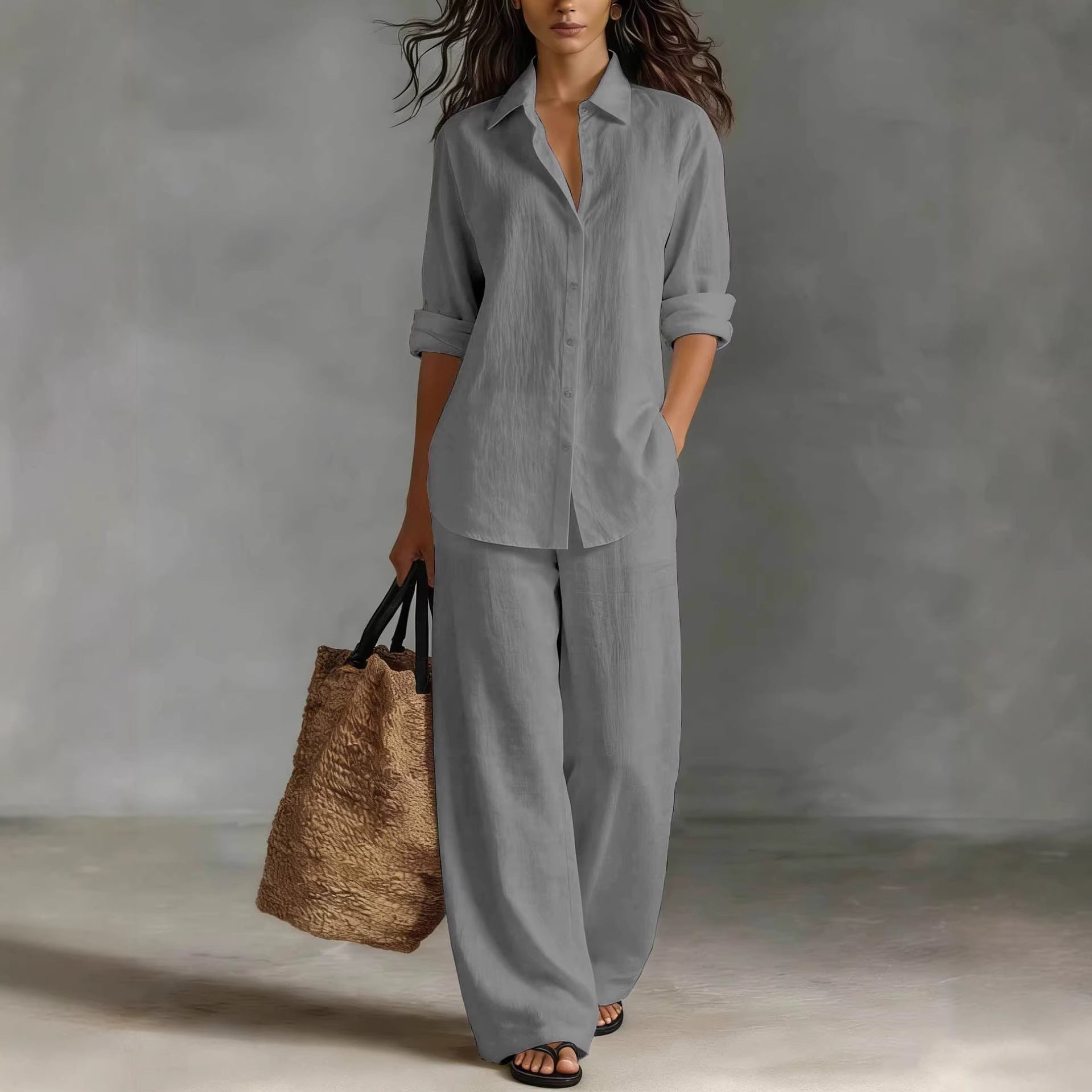 Women's Bohemian Cotton-Linen Top & Pants Set – Resort Lounge Co-ord FitiqueFit