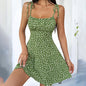 Floral Mini Dress Spaghetti Strap Tie Shoulder Ruffle Summer Boho Dresses FitiqueFit