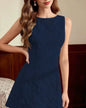 Women's Jacquard Sleeveless Midi Dress – Slim Fit French Minimalist Style FitiqueFit