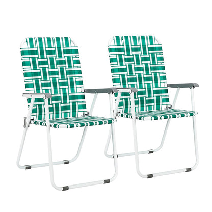 VINGLI Patio Lawn Webbed Folding Chairs Set of 2 Outdoor Beach Portable Camping Chair for Yard Garden Dining(Green Classic) New Era Fashion LLc