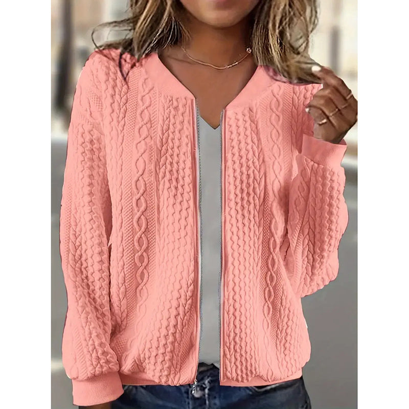 Bomber Jackets For Women Cute Jacquard Coats Lightweight Zip Up Jackets FitiqueFit