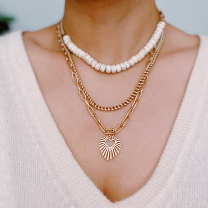 Resin Bead Golden Heart Layered Necklace Shop Style & More | Fresh Looks, Everyday Deals & Free Shipping