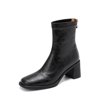 Stretch Retro Chunky Heels Commuter Boots — High Heel Style FitiqueFit