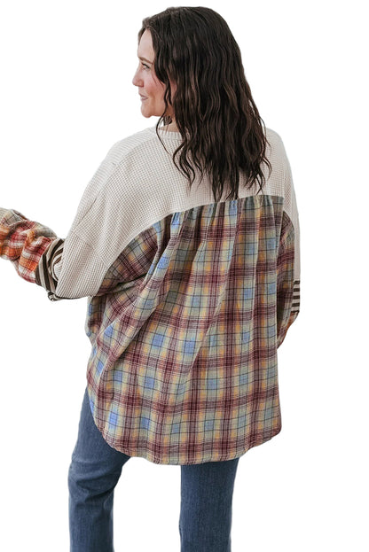 Parchment Plus Size Waffle Striped Plaid Patchwork Henley Pullover Garden Naked Curves