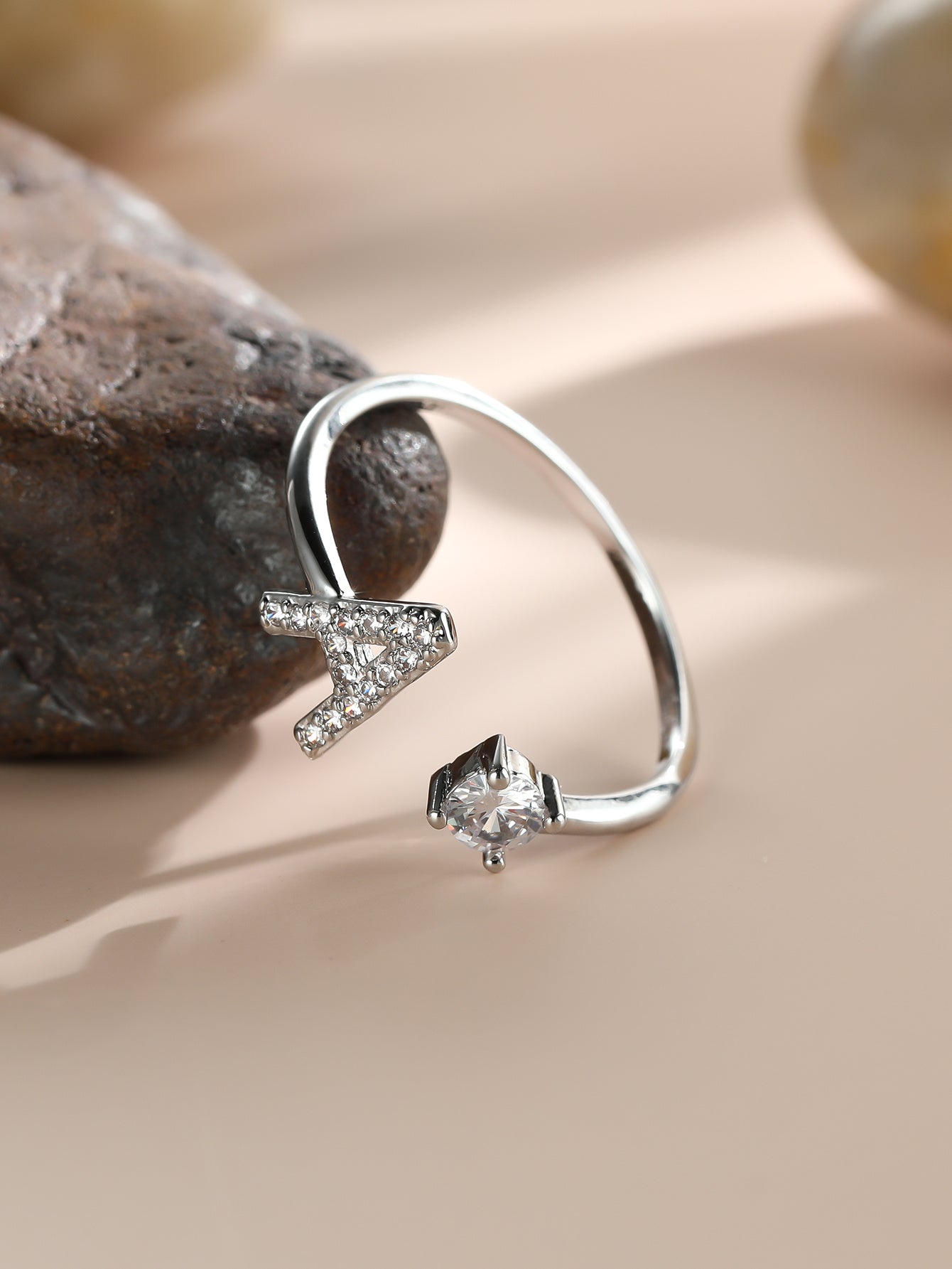 Popular Fashion Silvery AZ Letter Ring Initials Wedding Love Couple Rings Bridesmaid Gift NovaCart