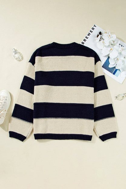 Plus Size Stripe Colorblock Drop Shoulder Sweater Shop Style & More | Fresh Looks, Everyday Deals & Free Shipping