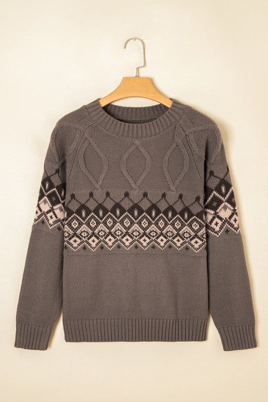 Western Geometric Knit Crew Neck Sweater Shop Style & More | Fresh Looks, Everyday Deals & Free Shipping