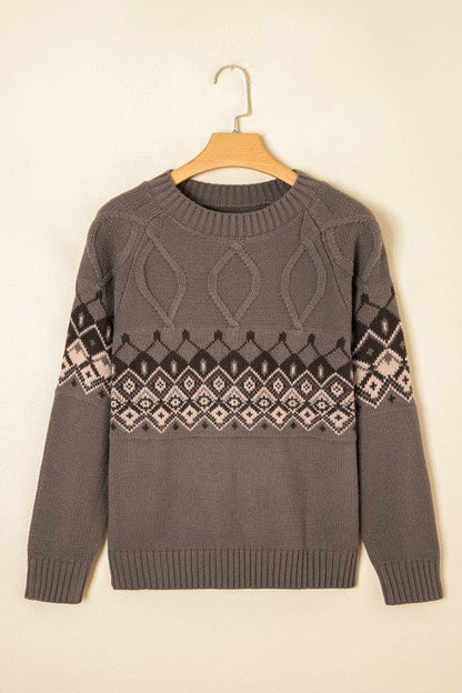 Western Geometric Knit Crew Neck Sweater Shop Style & More | Fresh Looks, Everyday Deals & Free Shipping