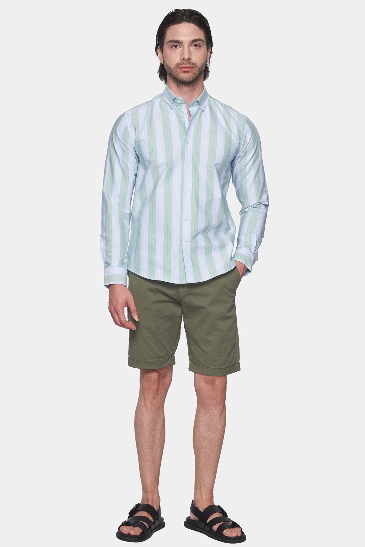 Premium Cotton Dress Shirt (Mint) Bright Moons