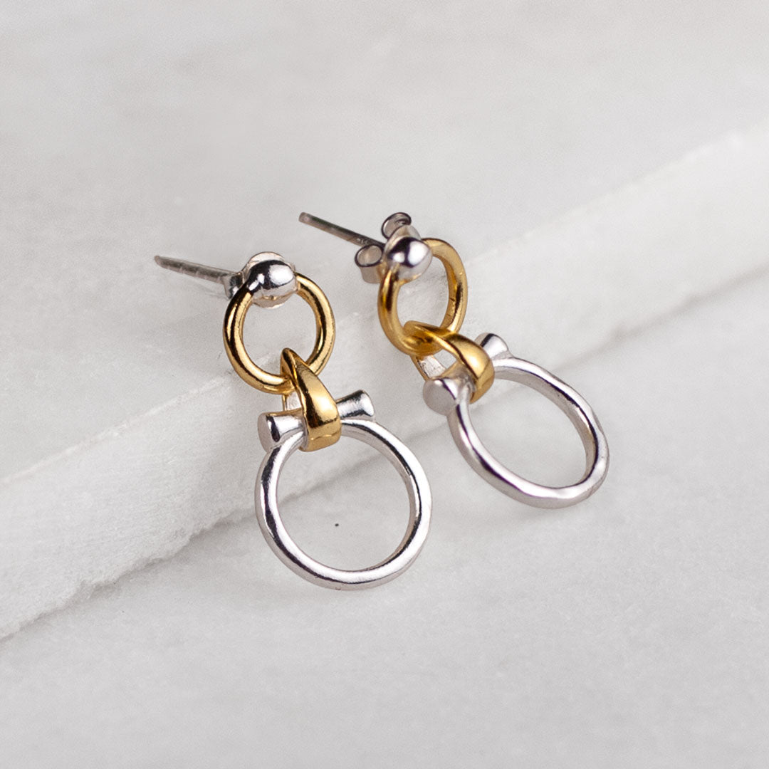 Aikon - Horse Bit Equestrian Earring Two Tone Urban-Equestrian