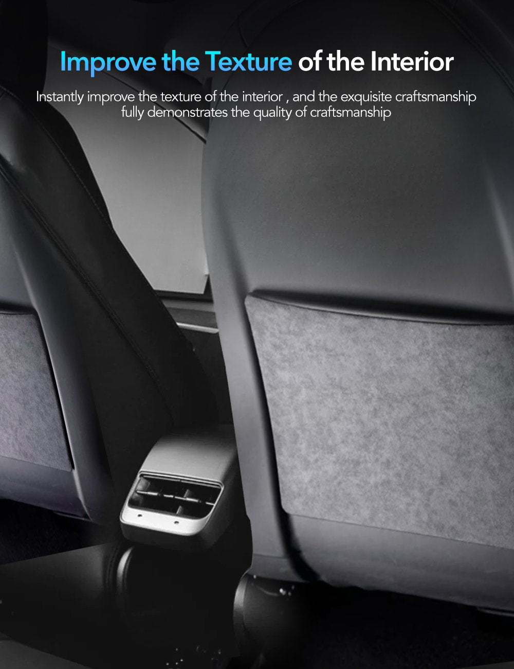 Alcantara Seat Back Protector for Model 3 Highland/Y Juniper | 2-Pack | Premium Comfort Tesery Official Store