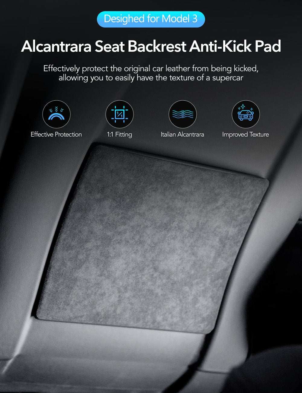 Alcantara Seat Back Protector for Model 3 Highland/Y Juniper | 2-Pack | Premium Comfort Tesery Official Store