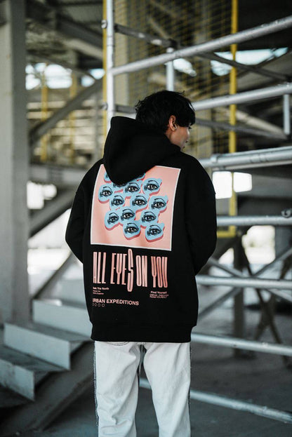 Oversize 'All Eyes on You' Graphic Hoodie - Abstract Streetwear Sweatshirt Withinblack