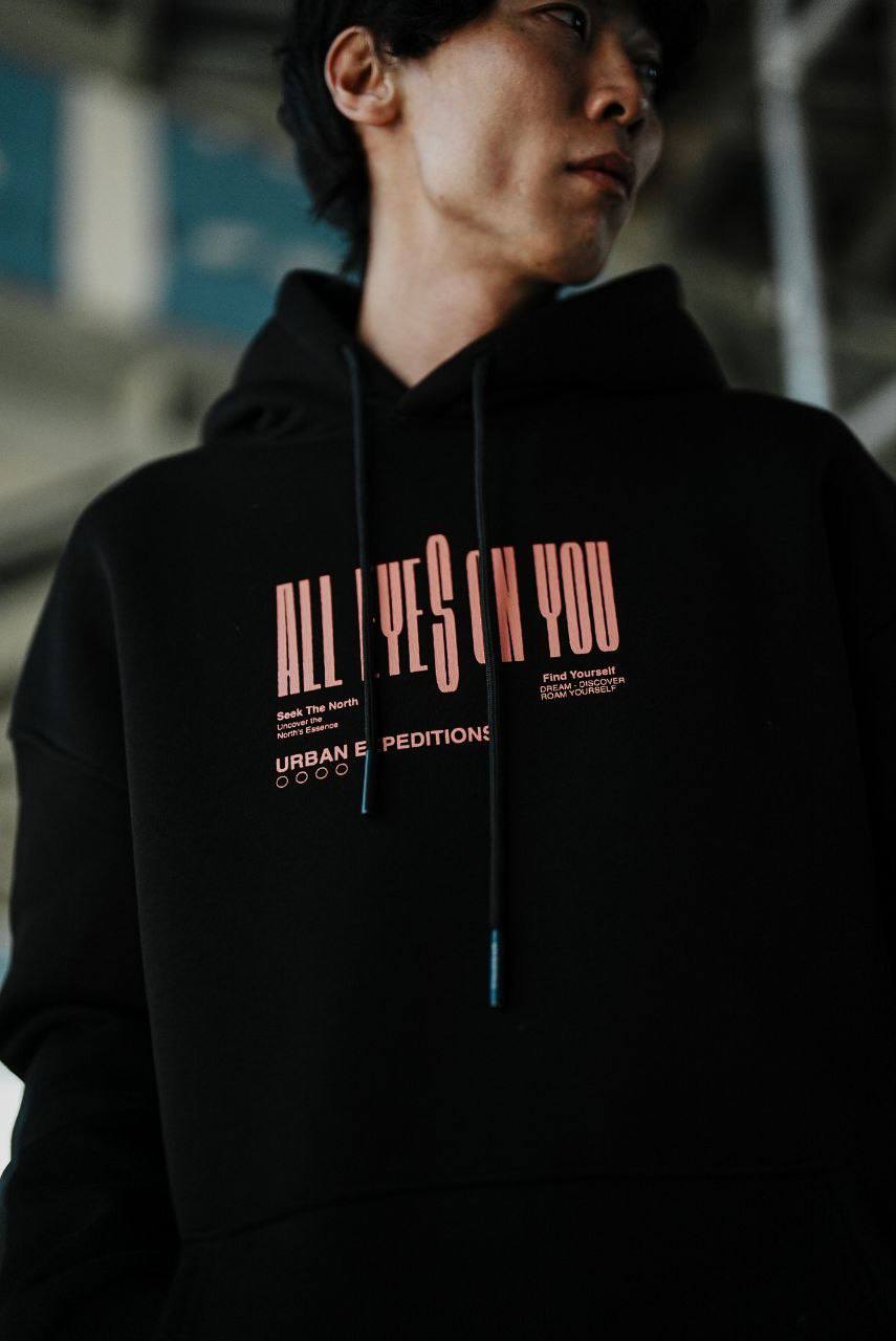 Oversize 'All Eyes on You' Graphic Hoodie - Abstract Streetwear Sweatshirt Withinblack