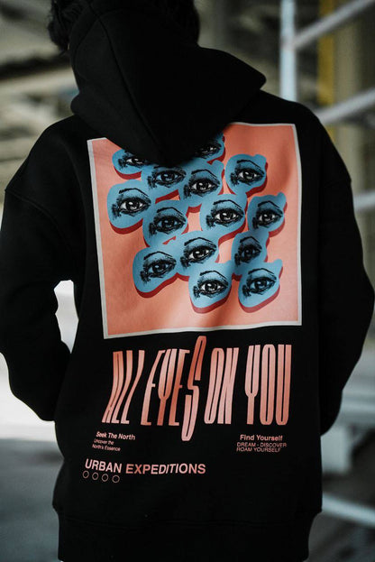 Oversize 'All Eyes on You' Graphic Hoodie - Abstract Streetwear Sweatshirt Withinblack