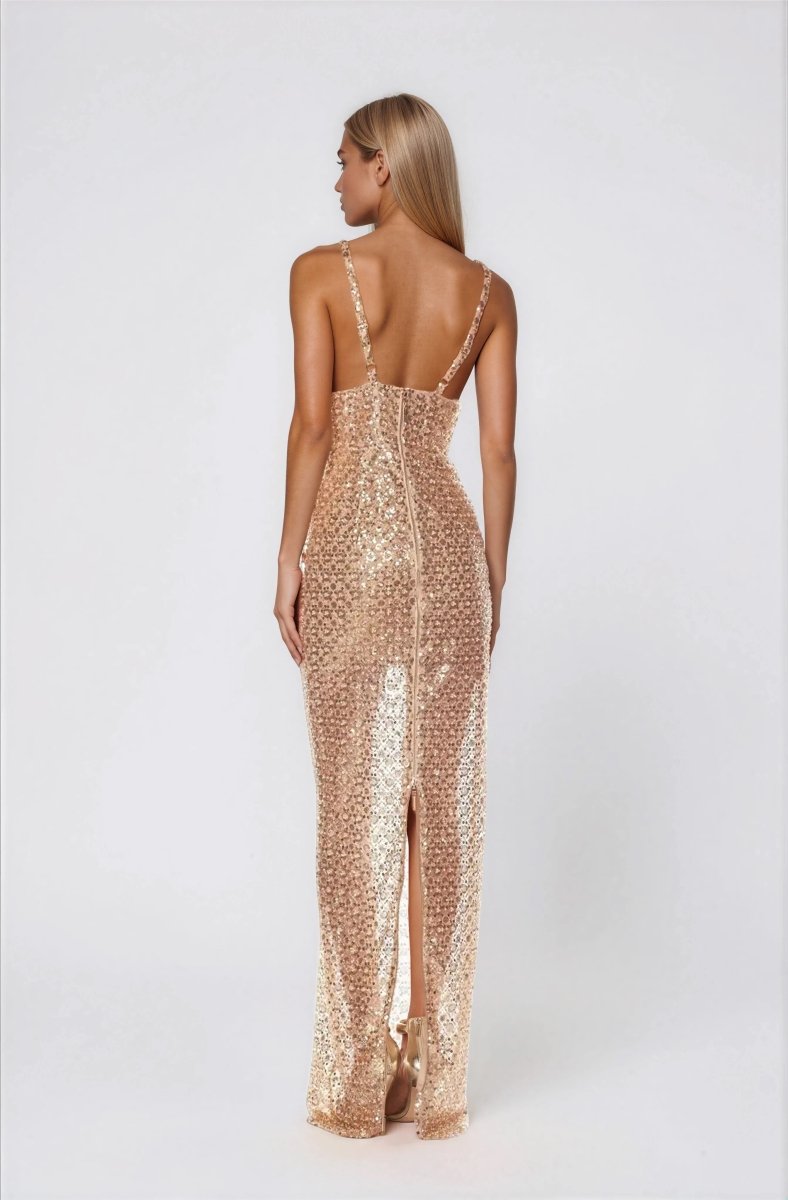 Allegra Sequin Maxi Dress - Gold XO, Tina