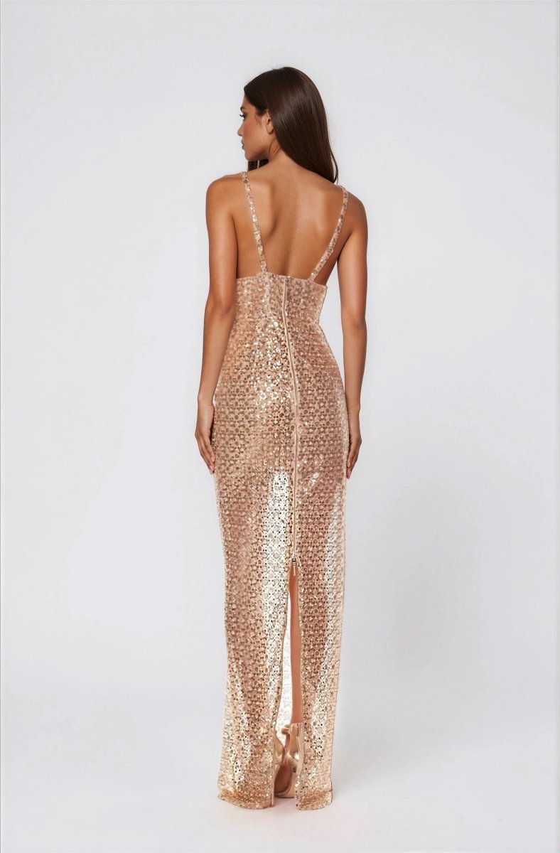 Allegra Sequin Maxi Dress - Gold XO, Tina