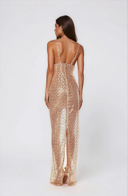 Allegra Sequin Maxi Dress - Gold XO, Tina