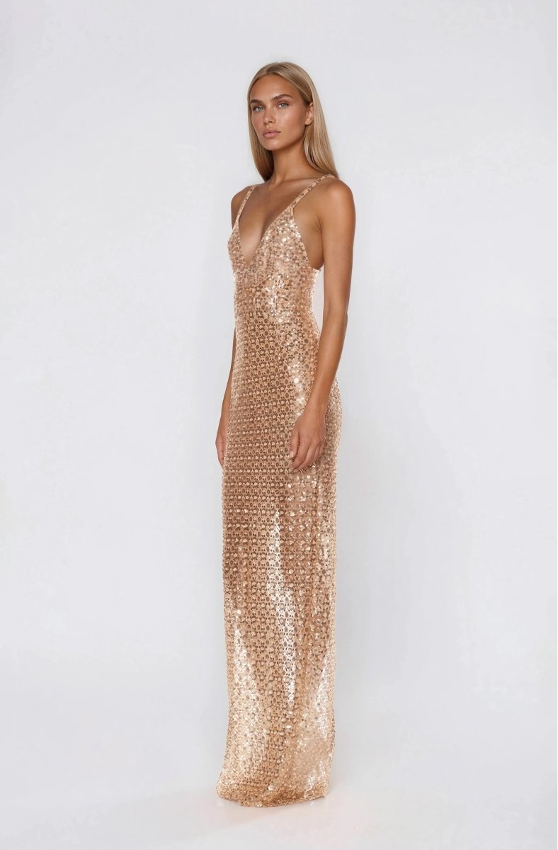 Allegra Sequin Maxi Dress - Gold XO, Tina