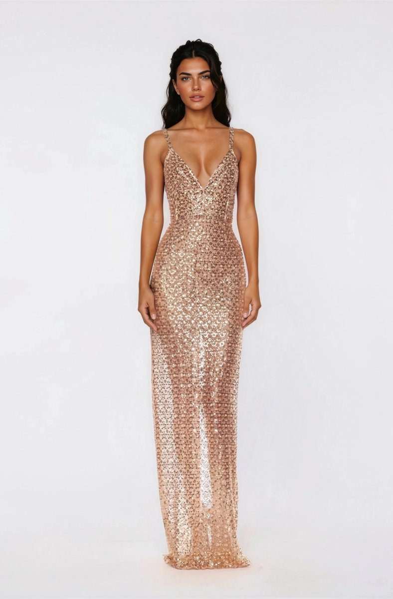 Allegra Sequin Maxi Dress - Gold XO, Tina