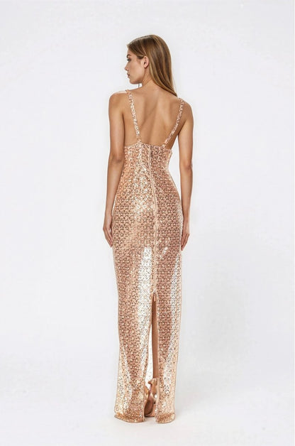 Allegra Sequin Maxi Dress - Gold XO, Tina
