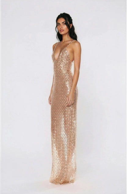Allegra Sequin Maxi Dress - Gold XO, Tina