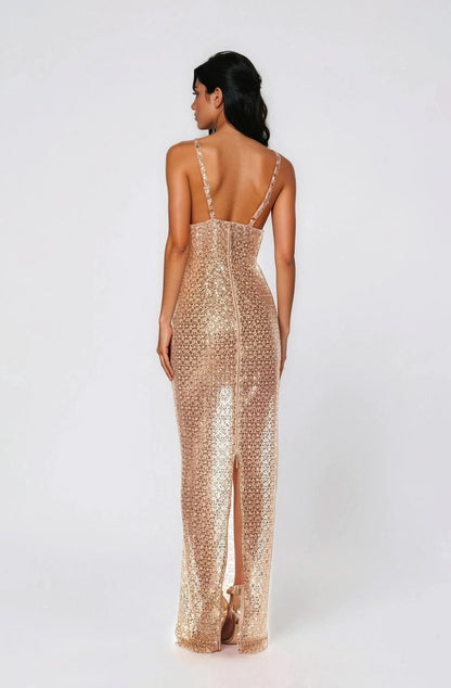 Allegra Sequin Maxi Dress - Gold XO, Tina