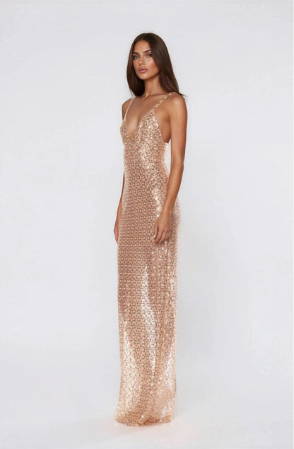 Allegra Sequin Maxi Dress - Gold XO, Tina