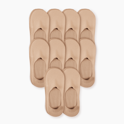 Unisex Cotton No Show Socks 10-Pack | Almond Beige essoc