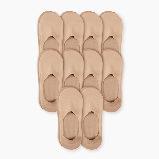 Unisex Cotton No Show Socks 10-Pack | Almond Beige essoc