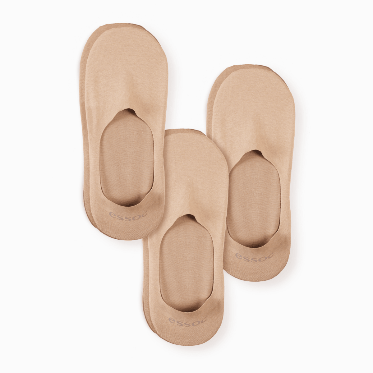 Unisex Cotton No Show Socks 3-Pack | Almond Beige essoc