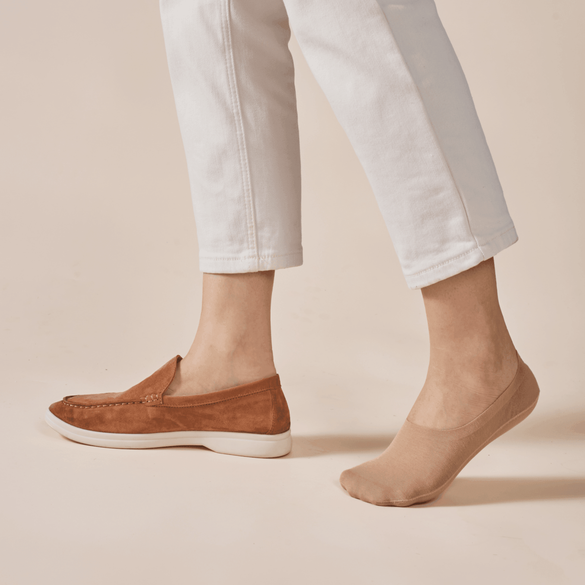 Unisex Cotton No Show Socks 3-Pack | Almond Beige essoc