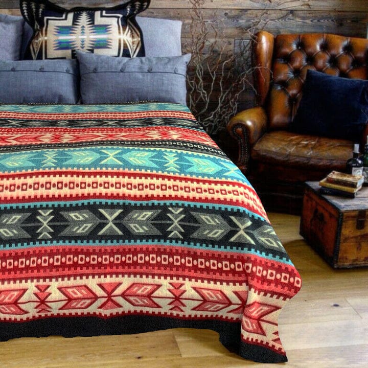 Alpaca Bed Blanket - Southwest Patterned Purely Alpaca