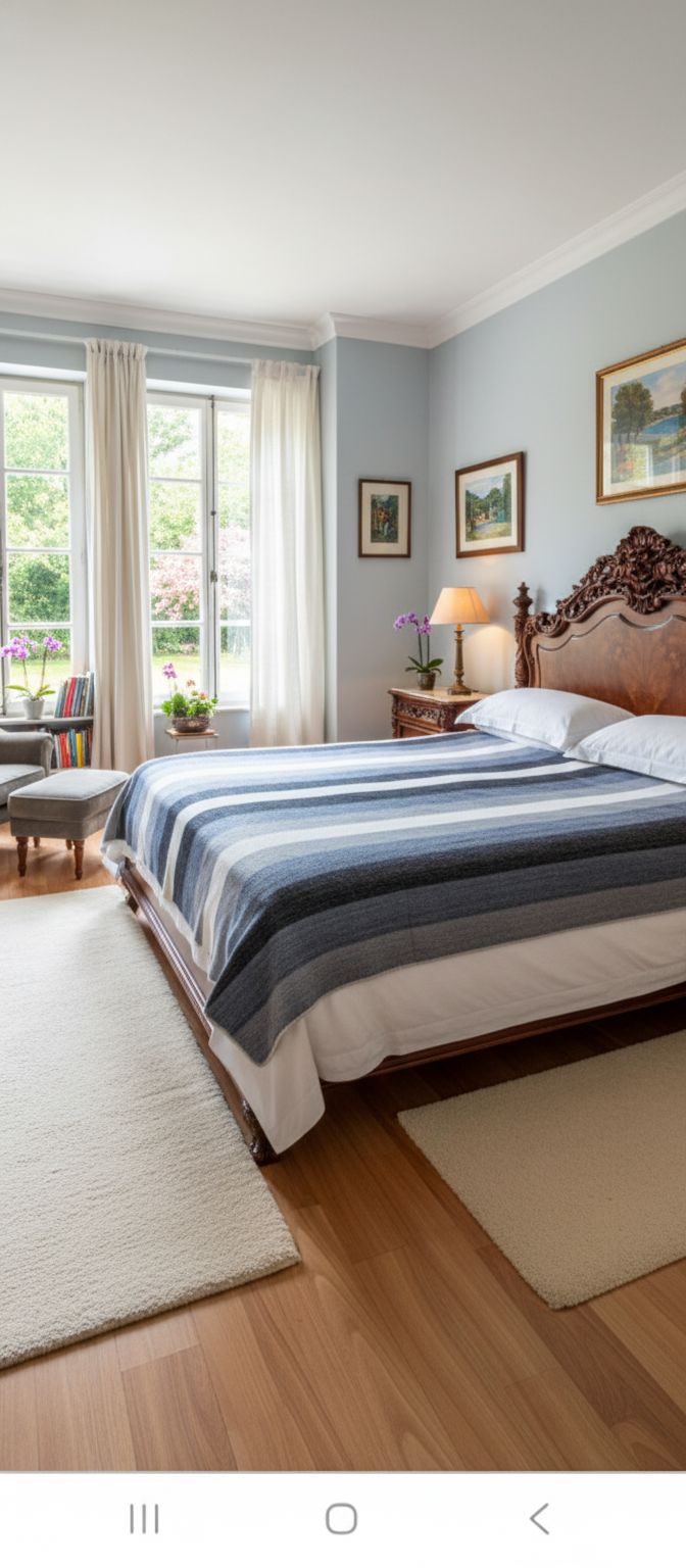 Alpaca Bed Blanket - Striped Purely Alpaca