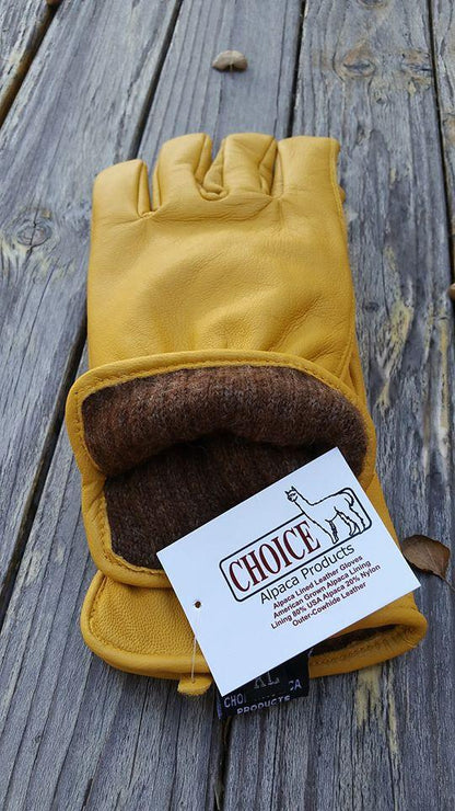 Alpaca Knit Lined Cowhide Leather Gloves - Alpaca Made in the USA Purely Alpaca