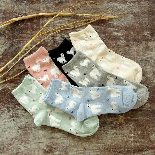 Alpaca Love Ankle Height Cotton Socks Purely Alpaca