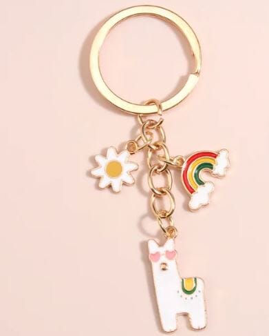 Alpaca Rainbow Sunflower Keychain Charm Purely Alpaca
