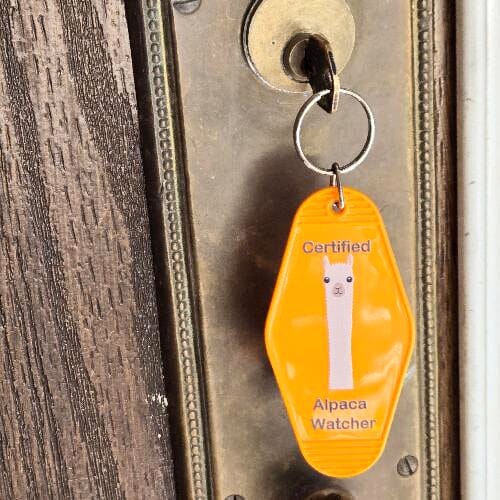 Alpaca Vintage Motel Keychain Souvenir Purely Alpaca