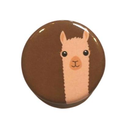 Alpaca Watching Button Pin Purely Alpaca