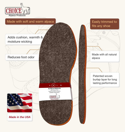 American Choice Alpaca Foot Warmers - Shoe Inserts - Insoles Purely Alpaca