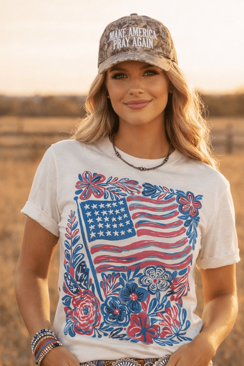 American Freedom Flowers Graphic Tee Wild Junkie
