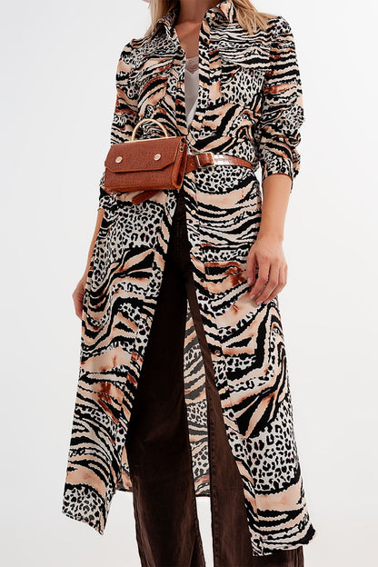 Animal shirt dress in natural Q2store