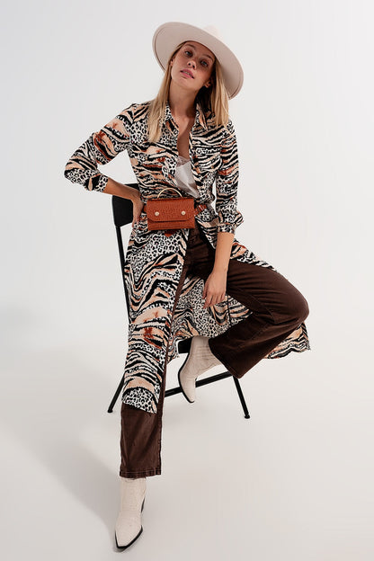 Animal shirt dress in natural Q2store