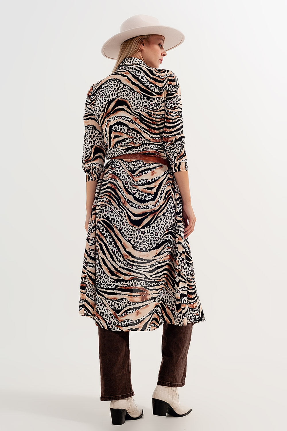 Animal shirt dress in natural Q2store