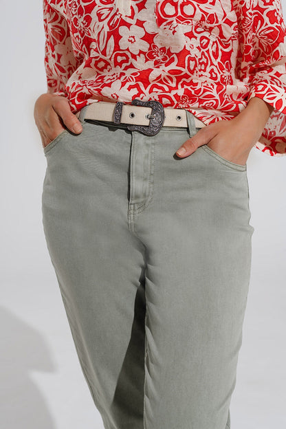 Ankle skinny  Basic Jeans in kakhi Q2store